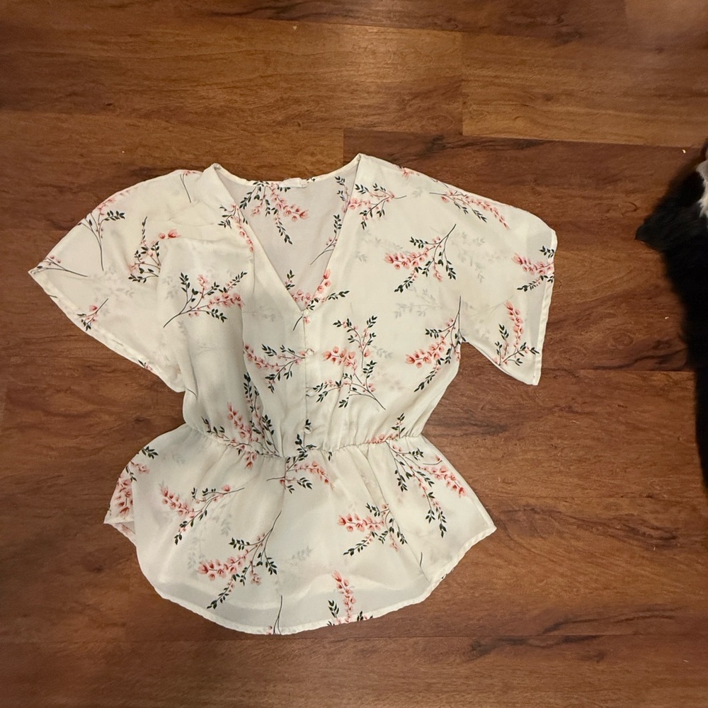 Sienna Sky Floral Print Top - White and Pink